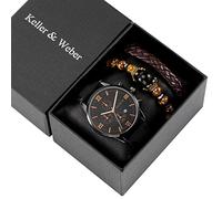 Set regalo nero retrò for gli uomini orologi da uomo di lusso a mano squisito perline regolabili braccialetto regali set for il marito fidanzato Regali di Compleanno ( Color : Watch Gift Set 02 )