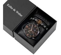 Set regalo nero retrò for gli uomini orologi da uomo di lusso a mano squisito perline regolabili braccialetto regali set for il marito fidanzato Regali di Compleanno ( Color : Watch Gift Set 06 )