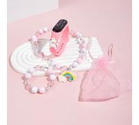 Set regalo orologio per bambini - Orologio a schermo tattile LED M3 Rainbow Pony Unicorn, collana e braccialetto Rainbow Pony Tagli UnicaPoliuretano,Tessuto non tessuto