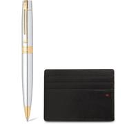 Set Regalo Penna A Sfera Sheaffer 300 Con Portacarte In Cromo E Finiture In Oro