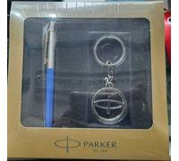 set regalo penna parker London Jotter in blu e acciaio clip oro