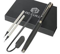 Set Regalo Penna Roller di Lusso, Penna Elegante con 2 Ricariche di Inchiostro Nero e Segnalibro in Metallo per Scrittura e Diario, Idea Regalo per Uomo Donna - MUEU-30