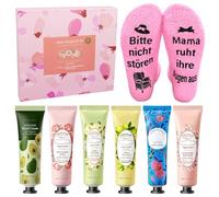 Set regalo per donne, 6 mini crema per le mani, 1 paio di calzini con scritta in lingua tedesca "Bitte nicht stören Mama ruhht ihre Augen aus kleine Weihnachtsgeschenke Geburtstag Mama Weihnachten