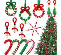Set regalo per fai da te di Natale, 36 ciondoli fai da te con perle e mini alberi, set creativo per compleanni dei bambini, decorazioni per feste e regali di festa
