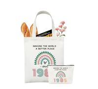 Set regalo per il 40° compleanno da donna, con graziosa borsa per il trucco e borsa tote, grandi sacchetti regalo, articoli da toeletta borse da spiaggia per mamma, zia, sorella, amica, collega (2