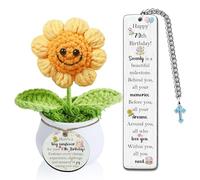 Set regalo per il 70° compleanno all'uncinetto con girasole e vaso, set da 2 pezzi, regalo apprezzato per mamma, papà, zia, madrina, bestie, sorelle, buon giorno di nascita, donne, uomini, apprezzare