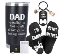 Set regalo per il papà, bicchiere in acciaio inox isolato sottovuoto da 590 ml, con calzini, portachiavi e biglietto di auguri, perfetto regalo di compleanno per uomini, festa del papà, regali di