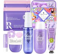 Set regalo per la cura della pelle da 12 pezzi donna - Include spray profumato, gel doccia, crema mani, corpo, balsamo labbra, 4 maschere occhi, sapone a forma di conchiglia ed elastico capelli