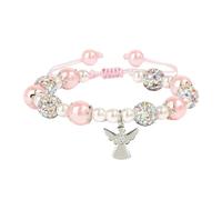 Set regalo per la Prima Comunione, con ali d'angelo, con perle autentiche, ciondolo decorativo a forma di croce di angelo, gioiello per comunione religiosa, Angel diamonds, come descritto, come