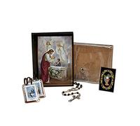 Set regalo per la prima comunione con libro di messa, rosario scapolare e spilla da bavero e portafoglio, per ragazzo