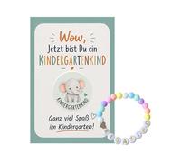Set regalo per l'asilo, con braccialetto per bambini e bottone a forma di elefante, idea regalo per addio all'asilo, compleanno dei bambini, inizio della scuola e portafortuna