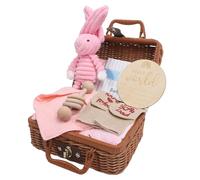 Set Regalo per Neonato, Vestiti Comodi, Bavaglini Divertenti, Bambola Carina, Sonaglio in Legno, Giocattolo, Biglietto d'auguri, Cesto Regalo per Neonato, per Tutti i Giorni