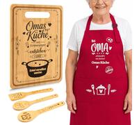 Set regalo per nonna con tagliere in bambù, grembiule e cucchiaio da cucina, regalo amorevole per nonna di nipoti per compleanno, festa della mamma, Natale, regalo da cucina per la migliore nonna