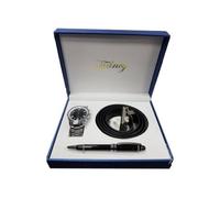 SET REGALO PER UOMO OROLOGIO CINTURA PENNA IN COFANETTO ELEGANTE
