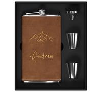 Set regalo personalizzato da uomo, 355 ml, in acciaio inox 304, fiaschetta personalizzata per whisky e alcol, grande fiaschetta incisa con icona "Montagna" per caccia, viaggi, escursionismo,