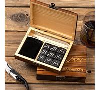 Set regalo personalizzato in pietra di whisky di alta qualità con 9 pietre e borsa, regalo dello sposo, set di pietre per whisky personalizzato, pietra per whisky incisa, regalo di nozze, per l'uomo.