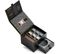 Set Regalo Pietre da Whisky, Tagliasigari e Posacenere - 6 Pietre Artigianali in Pietra e Teca per Esporre e Conservare - Lussuosi Accessori per Whisky e Sigari, Cofanetto Regalo in Lamina d'Oro ROCKS