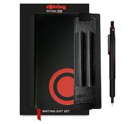 Set da regalo rOtring 600 BLK MP 0.5 con astuccio e quaderno in similpelle | Matita meccanica propulsiva con corpo interamente in metallo | Nero | Impugnatura zigrinata antiscivolo e fusto esagonale