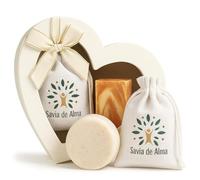 Set regalo Shampoo solido alla caffeina e cannella senza solfati, balsamo al cocco, sapone di argan e deodorante naturale di cotone | Artigianale, vegano e made in Italy