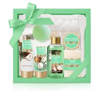 Set Regalo Spa 8 Pezzi per Donna, Cocco Set Bagno e Corpo per Lei, Moglie, Fidanzata, Mamma, Cesto Cura di Sé con Pennello per Maschera Viso, Lunga Spugna, Idea Regalo Compleanno e Natale per Donna