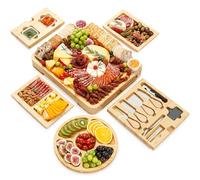 Set regalo tagliere di salumi di lusso, 23 pezzi, bambù, grande tagliere per formaggi e piatto di frutta per la festa del Ringraziamento o regalo di compleanno