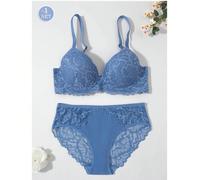 Set reggiseno in pizzo jacquard da donna, con design push-up con ferretto, romantico ed elegante L,M,S,XLPianteTessuto in maglia