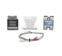 Set regolatore di temperatura PID digitale REX-C100, termocoppia K/J, sonda da 1 m con vite M6, relè SSR 40DA dissipatore calore pezzo(Set 3 K)