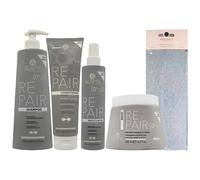 SET REPAIR RISTRUTTURANTE, Per Capelli Danneggiati e Sfibrati: Shampoo 500ml + Balsamo 300ml + Spray Miracle Fluid 5In1 250ml + Maschera 500ml + Fascia Per Capelli