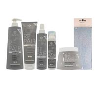 SET REPAIR RISTRUTTURANTE: Shampoo 500ml + Balsamo 300ml + Spray Miracle Fluid 5In1 250ml + Latte Ristrutturante, Bye Bye Doppie Punte 100ml + Maschera 500ml + Fascia Per Capelli