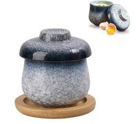 Set retrò for uova sode in ceramica con coperchio, vassoio in legno, cucchiaio, fornello for uova sode for uso alimentare, stoviglie decorative da cucina for la casa, hotel, ristorante