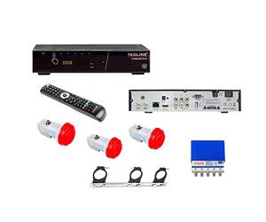 Set ricevitore TS7000 doppio sintonizzatore + regolatore DISEQC 4/1 + 3 LNB + supporto X 3 LNB