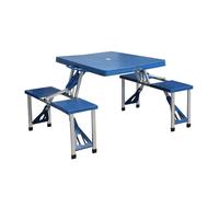SET RICHIUDIBILE IN VALIGETTA TAVOLO 4 SGABELLI CAMPEGGIO PICNIC ALLUMINIO BLU