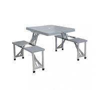 SET RICHIUDIBILE VALIGETTA TAVOLO 4 SGABELLI CAMPEGGIO PICNIC ALLUMINIO GRIGIO