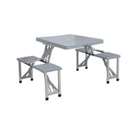 SET RICHIUDIBILE VALIGETTA TAVOLO 4 SGABELLI CAMPEGGIO PICNIC ALLUMINIO GRIGIO