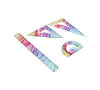 Set Righelli Flessibili Colorati 4 con Goniometro e Squadre, Righello Pieghevole in Plastica per Scuola e Ufficio, Doppia Scala cm/pollici, 30cm(20cm)