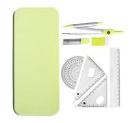 Set Righello E Compasso - Scatola Di Metallo, Strumenti Per Il Disegno Della Geometria, Kit Per Studenti | Set Di Goniometro Per Righello Matematico Da 7 Pezzi Per La Scuola, Il Disegno E Gli