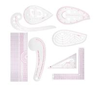 Set Righello per Cucito Multiuso 9 Pezzi, Righello Curvo e Dritto, Plastica PVC Trasparente - Alta Precisione, Linee Dettagliate, Ideale per Sartoria e Disegno Moda