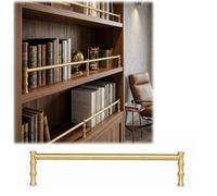 Set Ringhiera Decorativa Anticaduta in Ottone Massiccio per Ripiani | Binario Antiribaltamento con Montanti per Scaffali in Legno Libreria Espositori e Armadietti Cucina(Brass,77in/196cm)