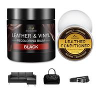 Set Riparazione Pelle Nera con 200ml di Tinta per Pelle & 100ml di Olio Nutriente - Cuir Liquido, Grasso per Pelle & Rimuovi Graffi - Riparazione per Pelle e Vinile su Divani, Mobili, Sedili Auto