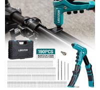 Set Rivettatrice Manuale LIBRATON con 180 Rivetti per Metallo, 4 Punte da Trapano, 4 Teste, Rivettatrice Professionale Manuale