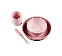 Set rosa 4 pezzi per la pappa in silicone - nattou
