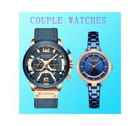 (set rosa blu) Orologi da coppia Current, coppia di orologi da uomo e da donna, cronografi, orologi