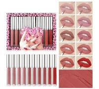 Set rossetti liquidi opachi da 10, lucidalabbra impermeabile con tazza antiaderente, lucidalabbra impermeabile a lunga durata, set regalo per trucco antimacchia, lucentezza a lunga durata