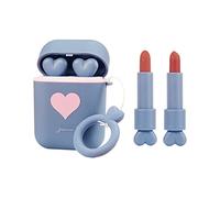 set rossetto liquido,Grazioso set di portachiavi con lucidalabbra e auricolari,impermeabile a lunga tenuta 2 in 1,lucidalabbra vellutato in mini tazza antiaderente per donne e ragazze (D)