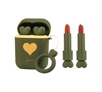 set rossetto liquido,Grazioso set di portachiavi con lucidalabbra e auricolari,impermeabile a lunga tenuta 2 in 1,lucidalabbra vellutato in mini tazza antiaderente per donne e ragazze (E)