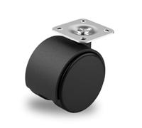 Set Rotelle Pivotanti Ø 30mm Nere Senza Freno per Mobili con Piastra in Acciaio - Realizzate in Plastica Rigida - Senza Freno - Ideali per Sedie da Ufficio o Tavoli Bassi (1 pz)