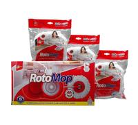 SET: RotoMop Kit Secchio Con Centrifuga a Pedale, Incluso Mop Con Frange In Microfibra 100% + 3 Ricambi Inclusi