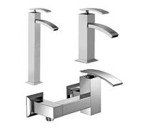 Set Rubinetti Jacuzzi per lavabo alto e bidet senza scarico e doccia esterno serie Glint cromato