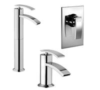 Set Rubinetti Jacuzzi per lavabo alto e bidet senza scarico e doccia incasso serie Ray cromato