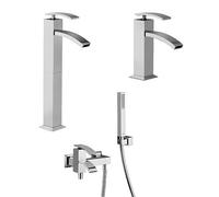 Set Rubinetti Jacuzzi per lavabo alto e bidet senza scarico e vasca serie Glint cromato